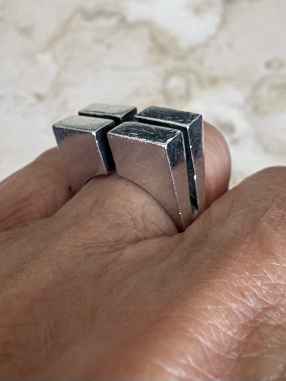 Vintage VESPUCCI Spanish Modernist Sterling Silver Geometric Ring – Barcelona